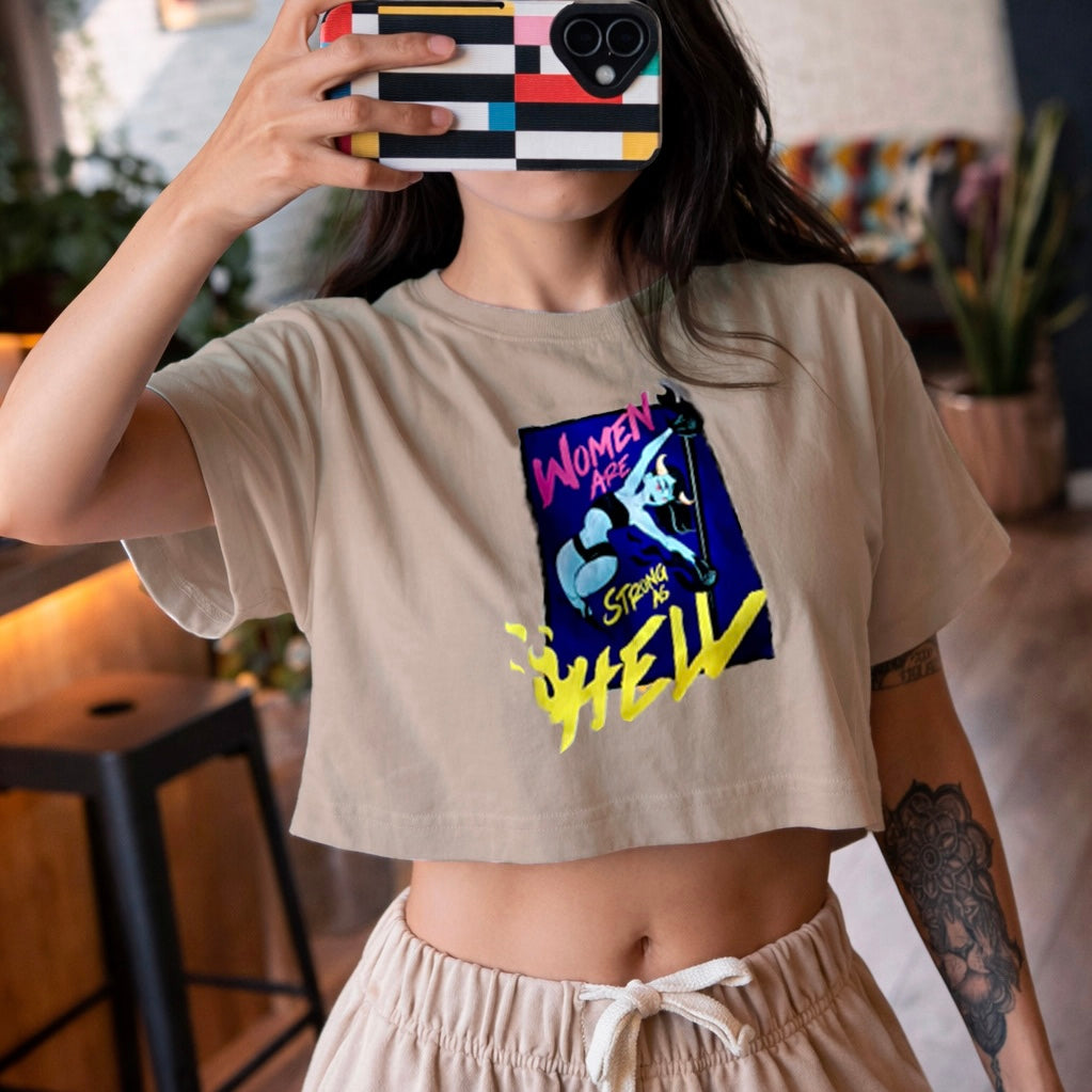 CROP TOP "DANCE IN THE HELL" BEIGE