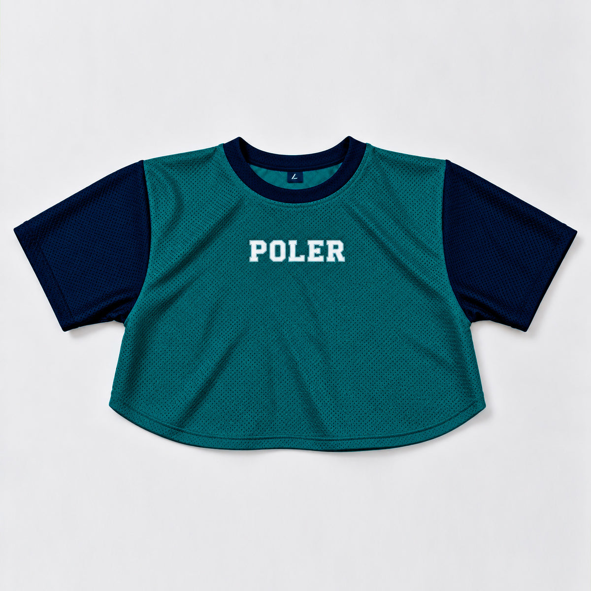 JERSEY CROP "TEAL CON MARINO"