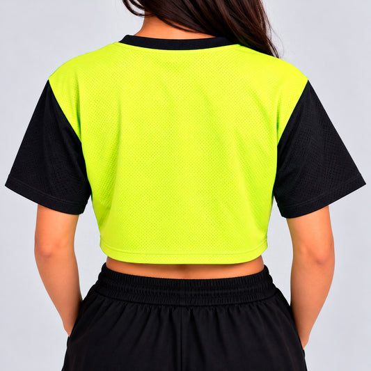 JERSEY CROP "AMARILLO NEÓN CON NEGRO"
