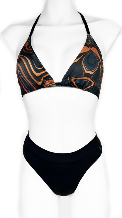 Bikini top "Orange marble"